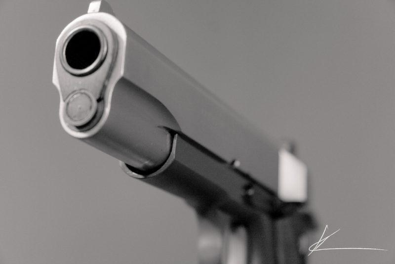 A close up shot of the Colt 1911