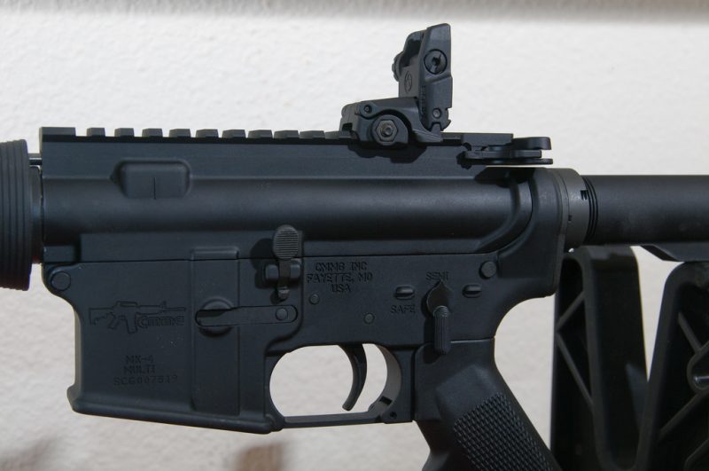 AR-15 rifle with a flip up sight