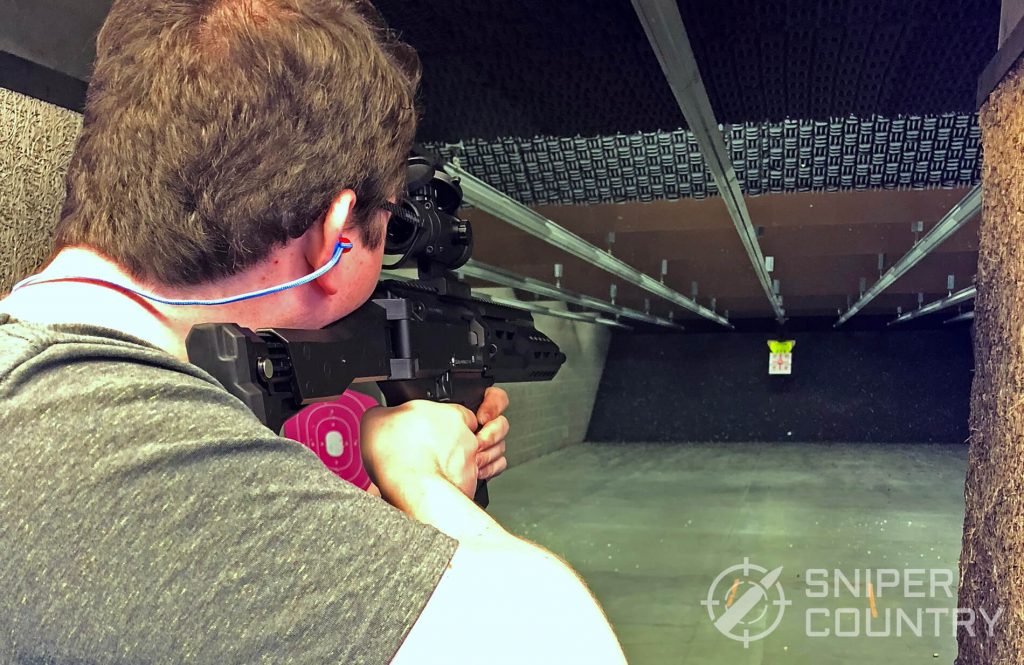 Ken shooting the Scorpion EVO on the range