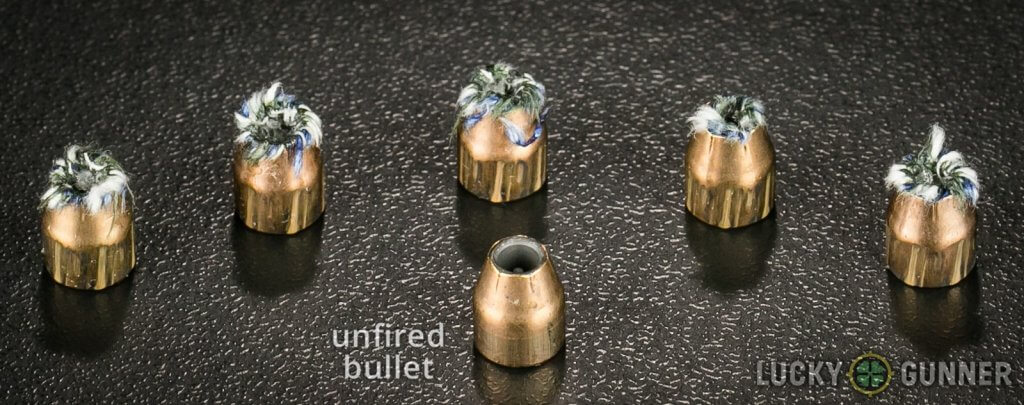 unfired vs fired 90 Grain Hydra-Shok JHP bullets