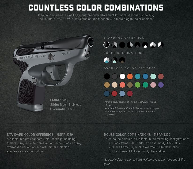 Taurus Spectrum color-combinations