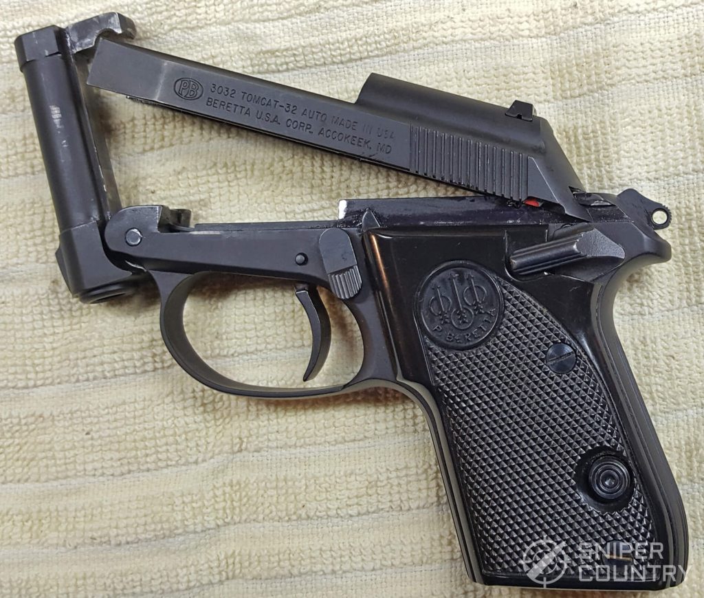 Beretta 3032 Tomcat slide tipped up