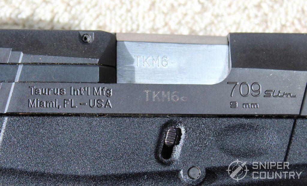 Taurus 709 Slim engraving right side