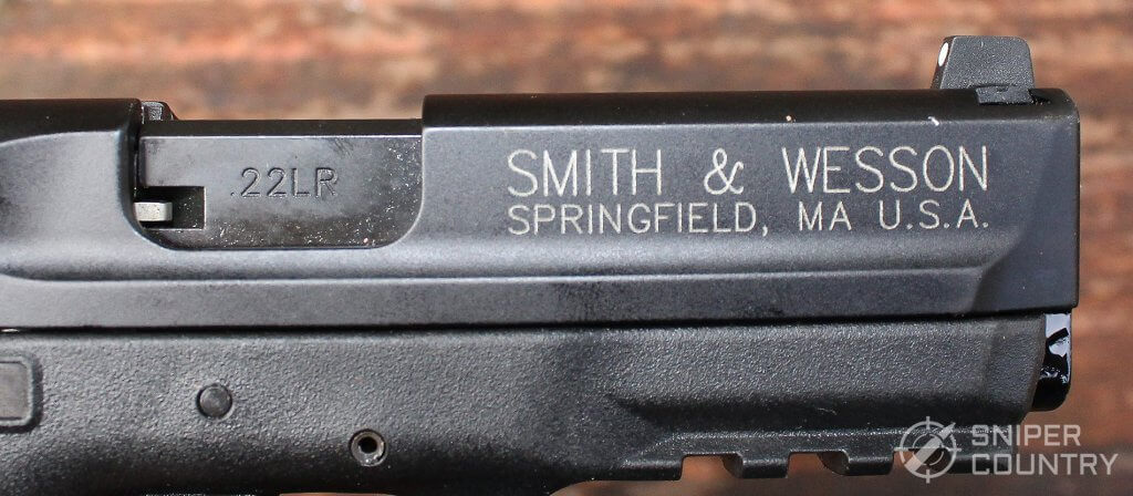 Slide branding on the Smith & Wesson M&P 22 Compact