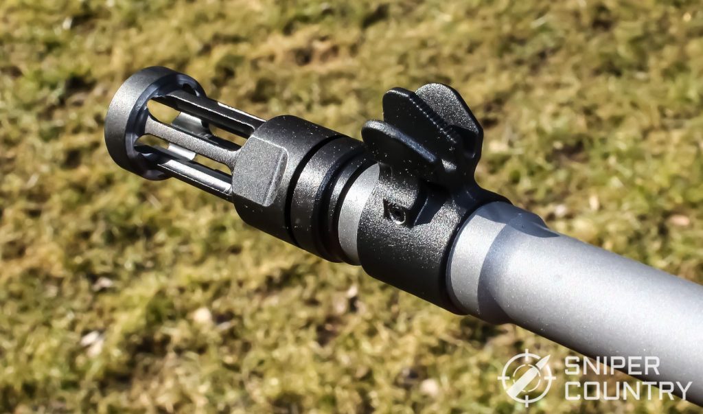 The front sight muzzle brake with flash hider and "wings"