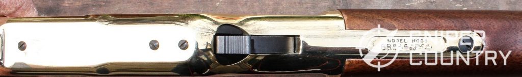 Close up shot of the receiver top of the Henry Big Boy .44 Magnum receiver - highly polished