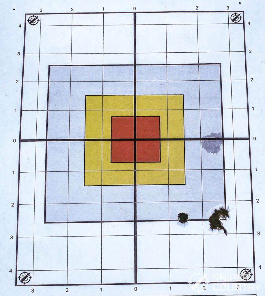 Target shot five times with the Ruger scout rifle