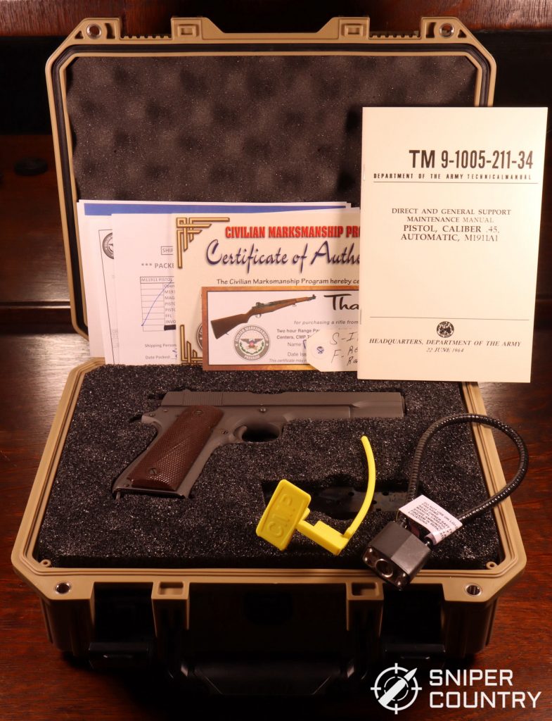 Unboxing the CMP M1911. The box is shown with certificate of authenticity.