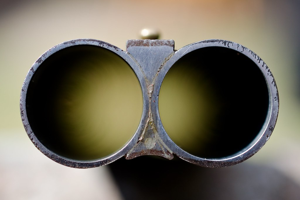 Double-barrel shotgun front view
